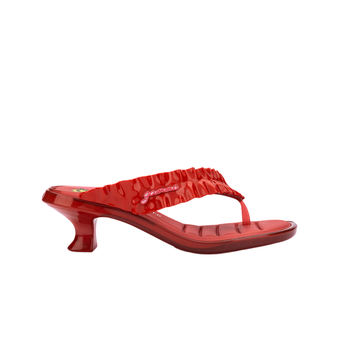 (W) 멜리사 x 가니 키튼 힐 통 레드((W) Melissa x Ganni Kitten Heel Thong Red)
