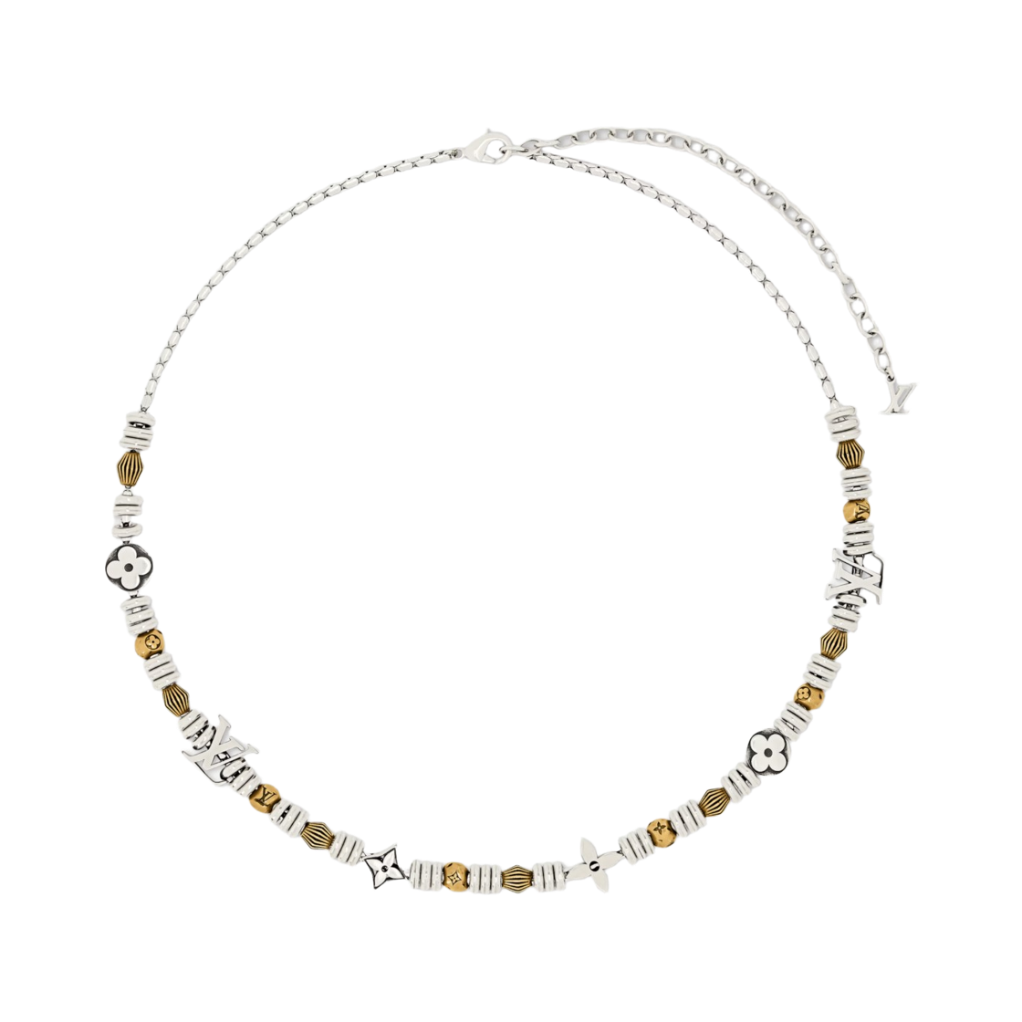 M03621 Louis Vuitton LV Eternal Beads Necklace Palladium Gold
