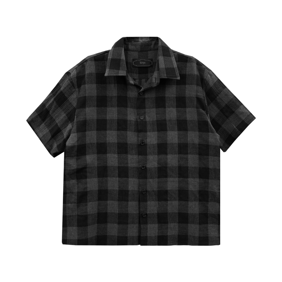 키류 린넨 버팔로 빅 체크 하프 셔츠 화이트(kiryu Buffalo Big Check Half Shirt Black)