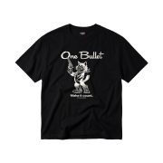 QT8 GARMENTS One Bullet Washed Tee Black
