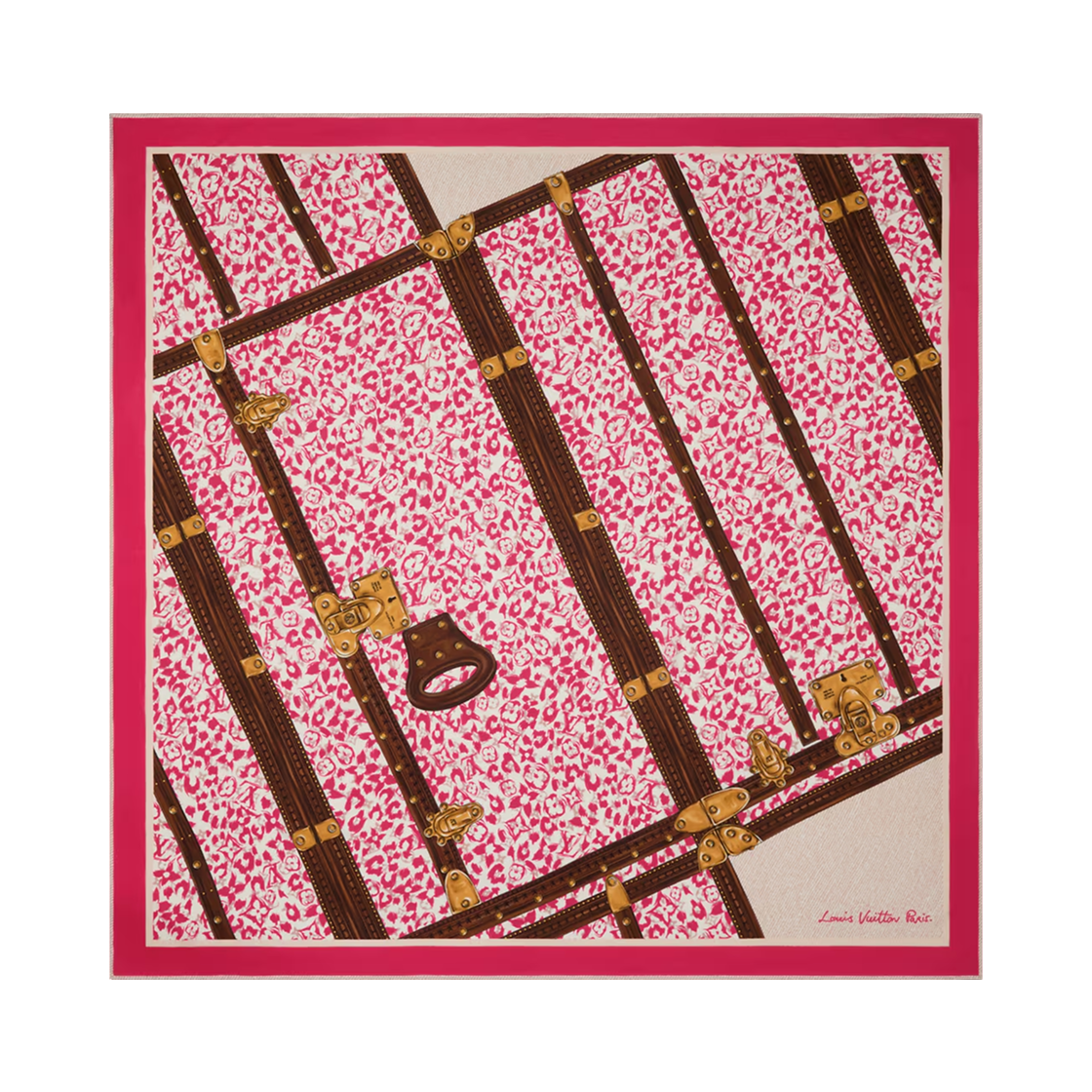 M98122 (W) Louis Vuitton LV Safari Trunk Shawl S00 Fuchsia