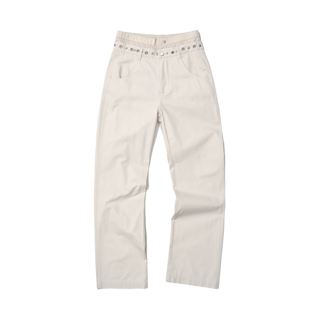 (W) 파르티멘토 투웨이 메탈 포인티드 더블 웨이스트 팬츠 에크루((W) Partimento 2Way Metal Pointed Double Waist Pants Ecru)