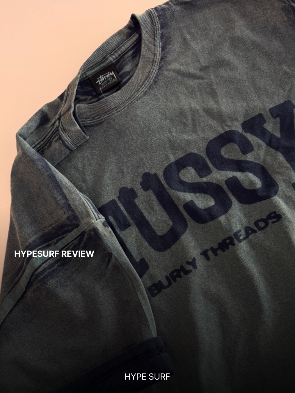 Stussy Burly Stone Washed Tee Navy 착용 스타일 - 3