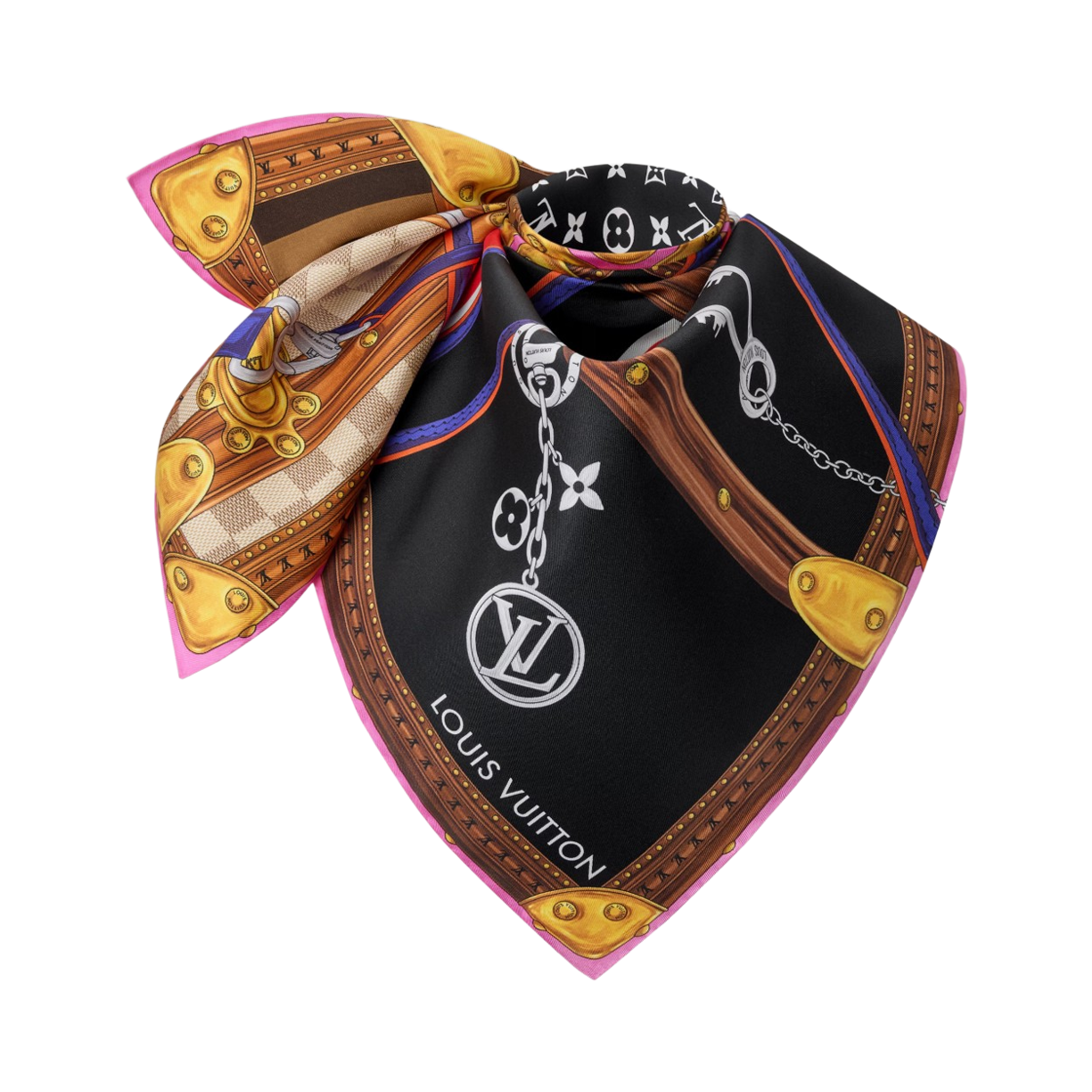 (W) 루이비통 스트랩 앤 트렁크 스퀘어 90 블랙((W) Louis Vuitton Strap And Trunk Square 90 Black) - 2