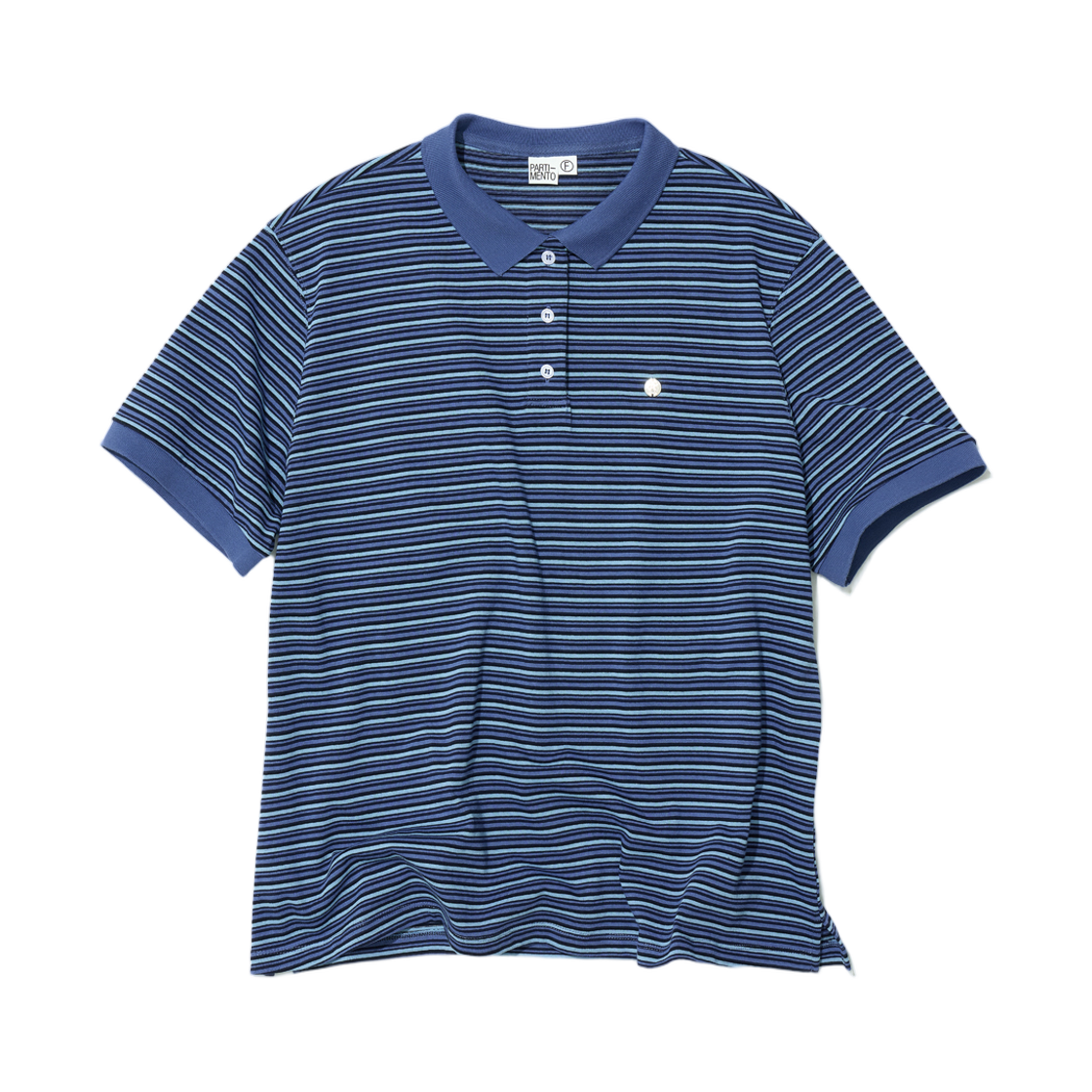 PW-2594BL (W) Partimento Stripe Short Sleeve Polo T-Shirt Blue
