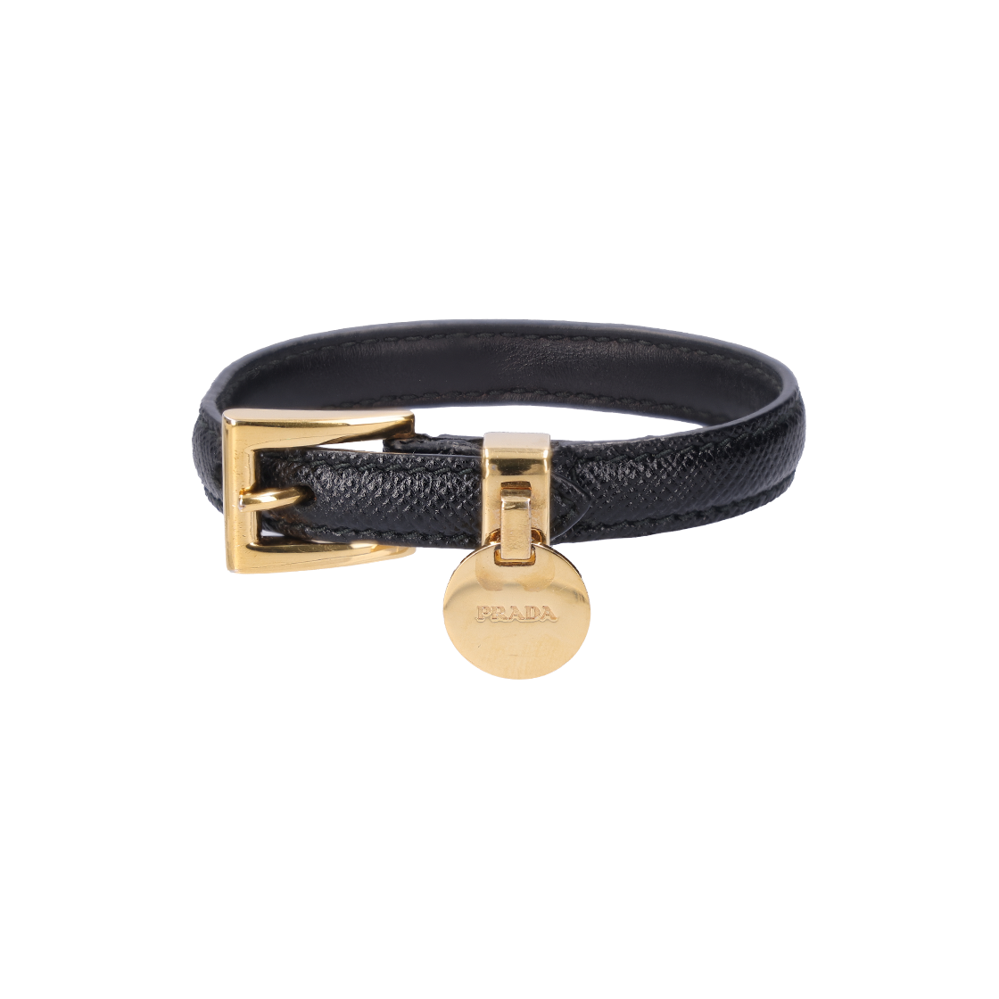 ITWNP86WTAIV Prada Saffiano Leather Bracelet Black