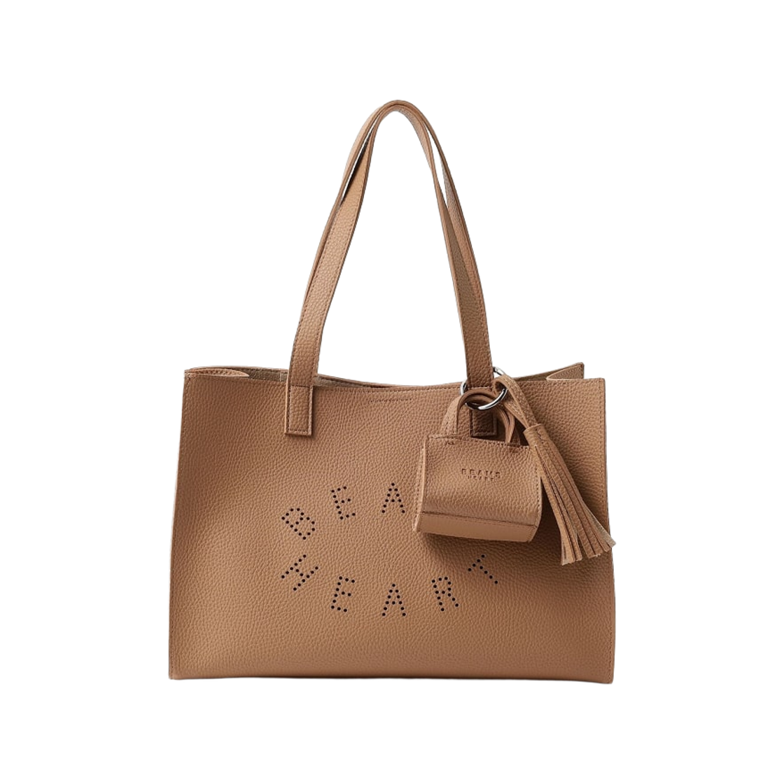 빔즈 하트 펀칭 로고 참 토트백 카멜(Beams Heart Punching Logo Charm Tote Bag Camel)