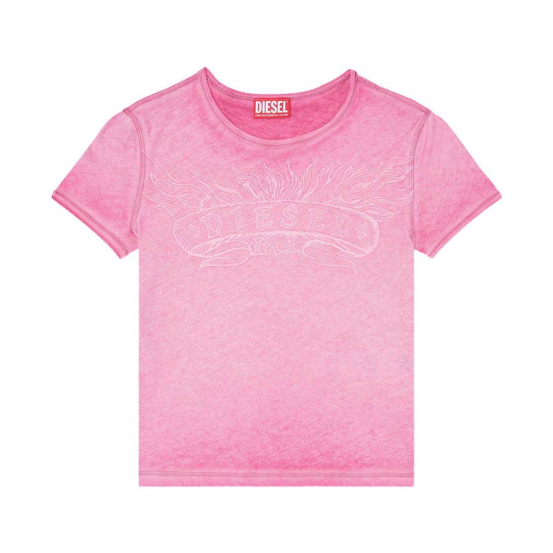 A232030IFBC-3DV (W) Diesel Slim T-Shirt with Tonal Logo Print Pink