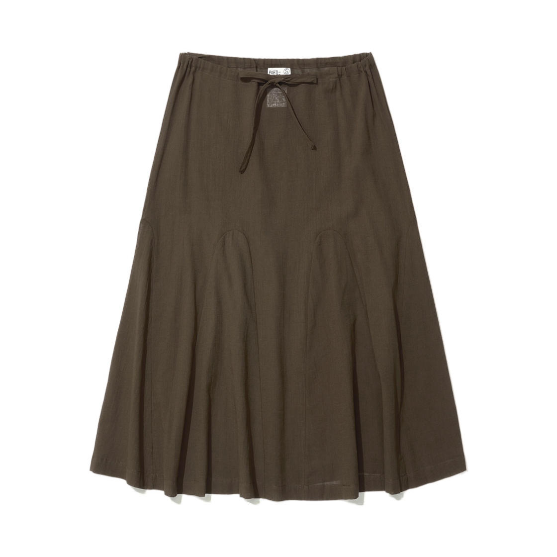 (W) 파르티멘토 시어 고어드 미디 스커트 브라운((W) Partimento Sheer Gored Midi Skirt Brown)