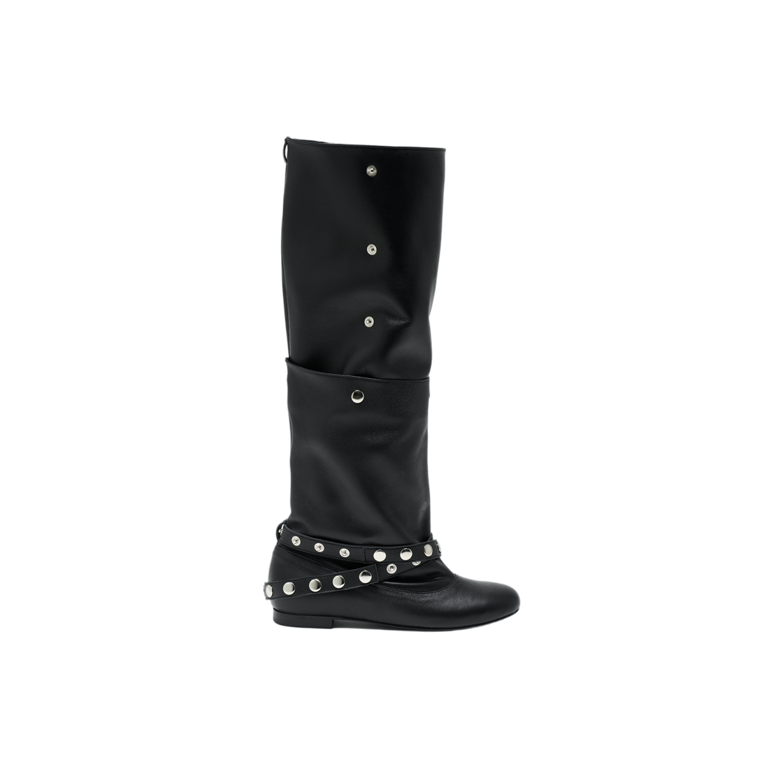 (W) 파르티멘토 멀티웨이 슬라우치 플랫 톨 부츠 블랙((W) Partimento Multiway Slouchy Flat Tall Boots Black)