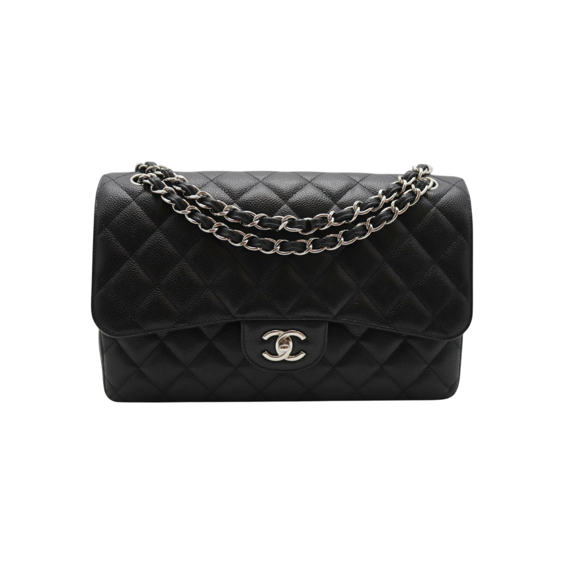 ITGVJTDD5R59 Chanel Classic Large Caviar Silver 19 Series