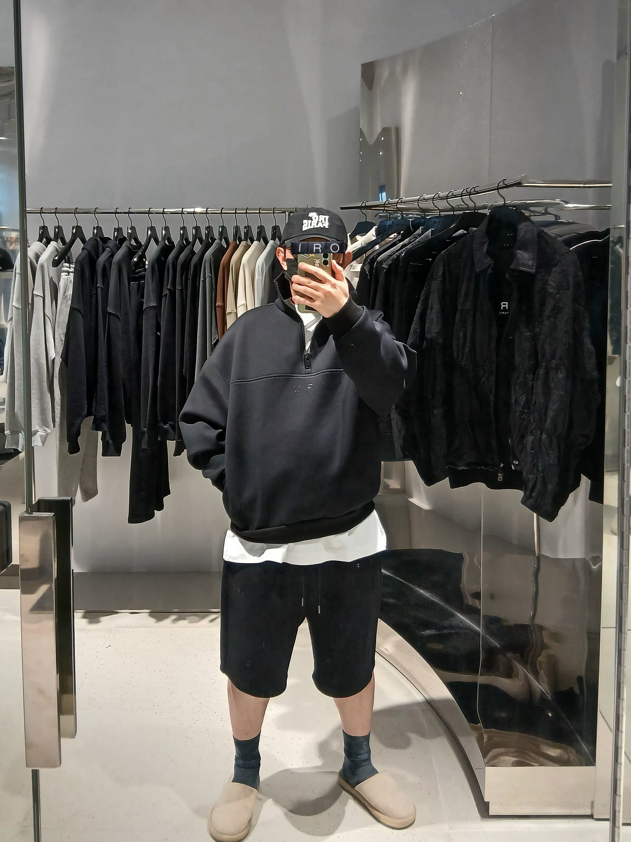 Iro Lutece Oversized Painting Embroidered Logo Sweatshirt Grey, Iro Palmtree Nylon Ball Cap Navy 착용 스타일 - 5