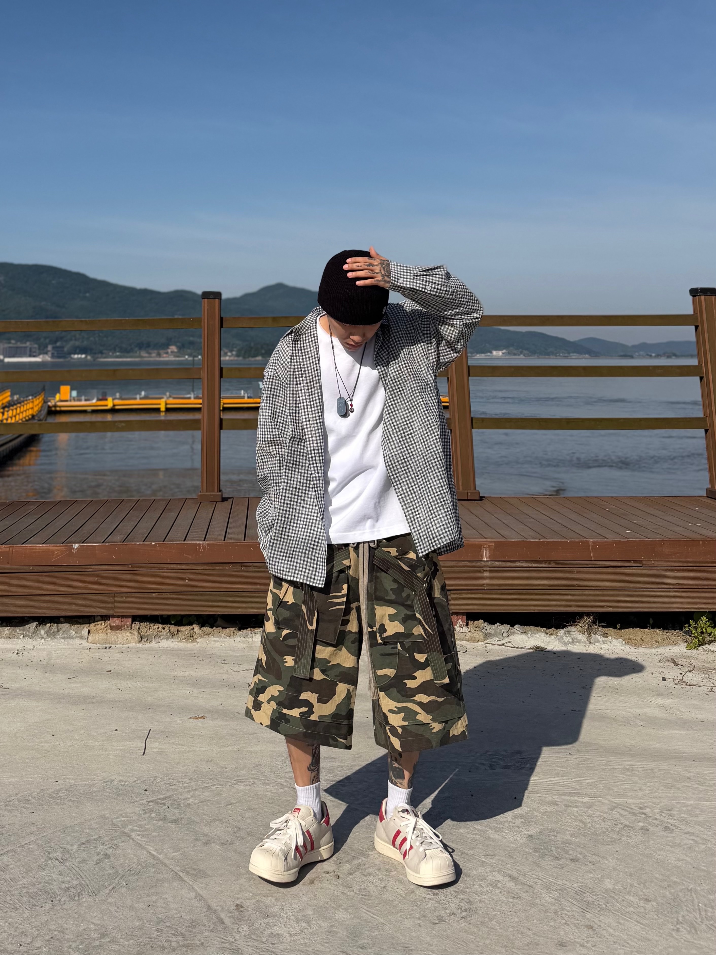 (W) Adidas x Avavav Superstar Crystal White Supplier Colour, Wapworks Field Safety Bermuda Camo 착용 스타일 - 5