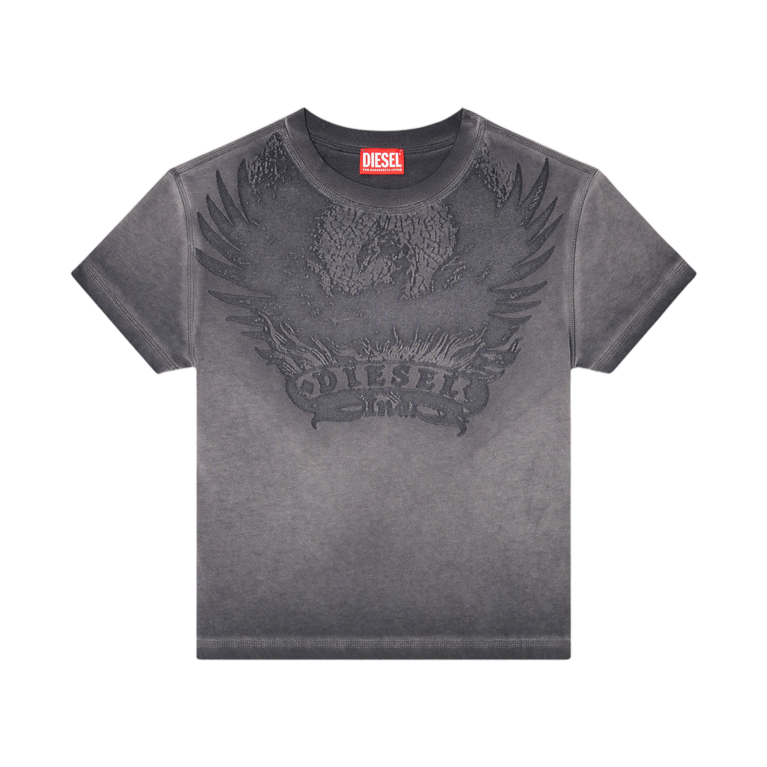 A232340DLBW-96H (W) Diesel Slim T-Shirt with Devore Phoenix Dark Grey