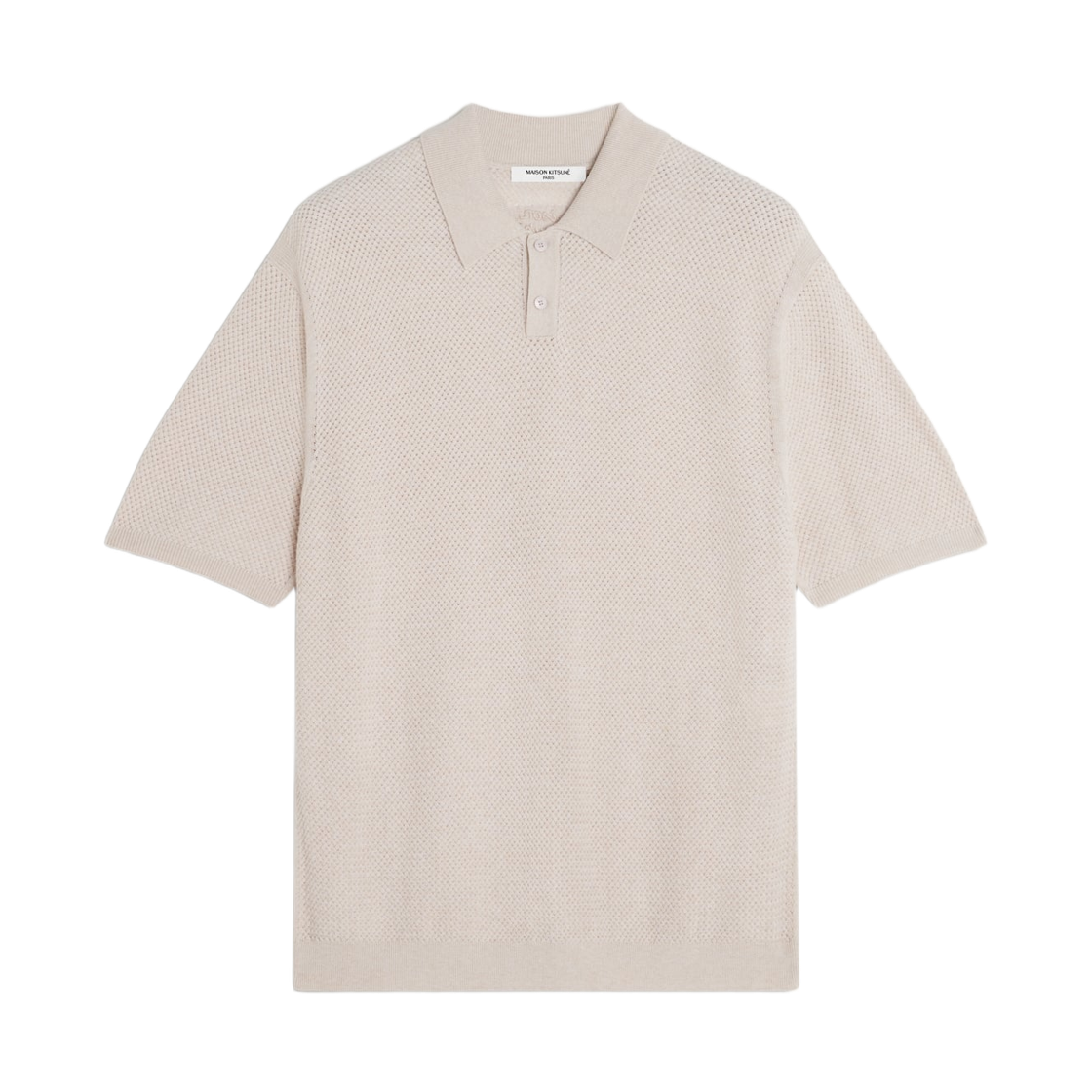 QM00206KT1191-0447 Maison Kitsune Textured Merino Cotton Short Sleeve Comfort Polo Lilac powder