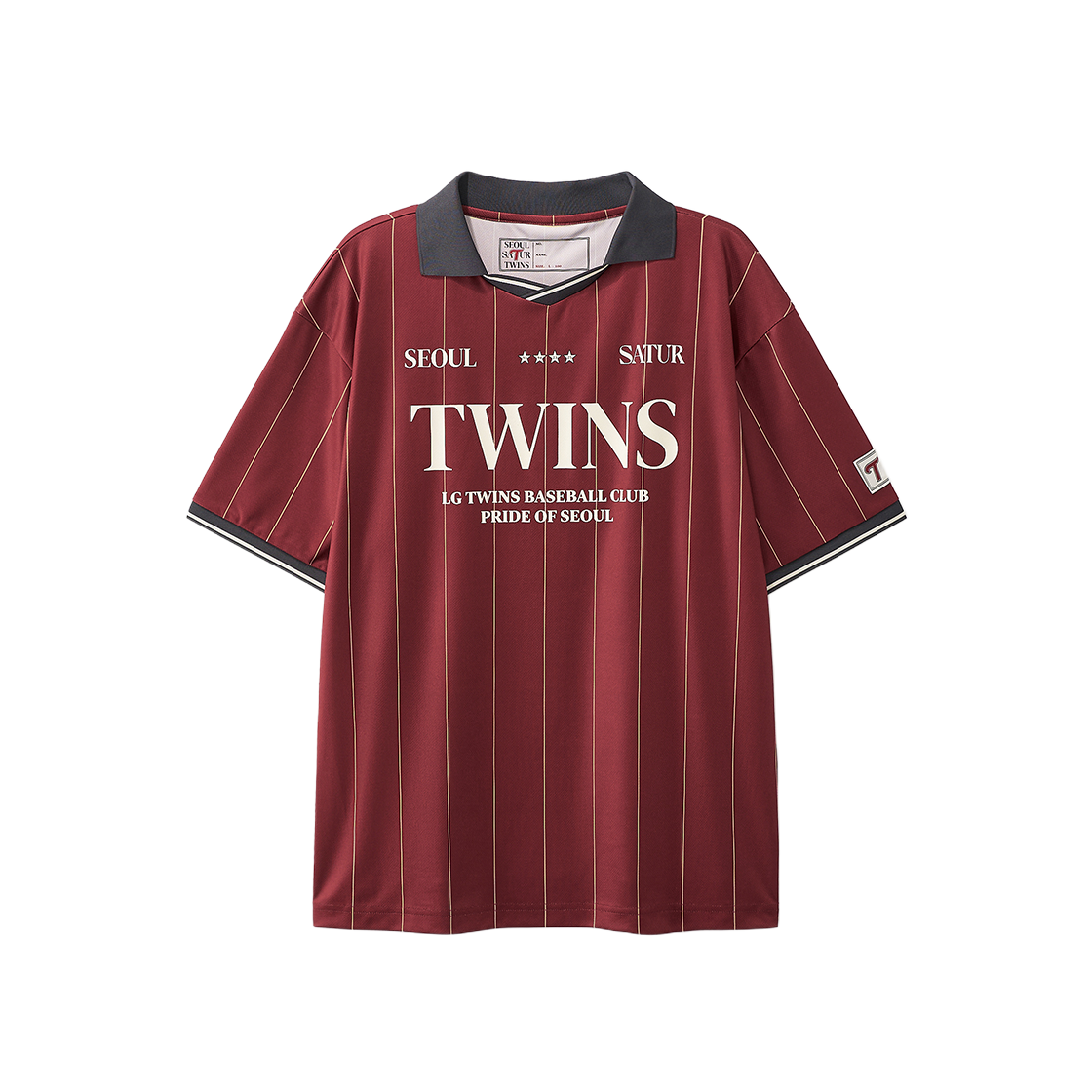 세터 X LG트윈스 져지 반팔 티셔츠 버건디(SATUR X LG TWINS Jersey T-Shirt Burgundy)