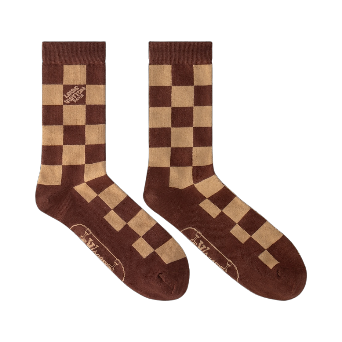 M5212L/M5212M Louis Vuitton Damier Skate Socks Brown