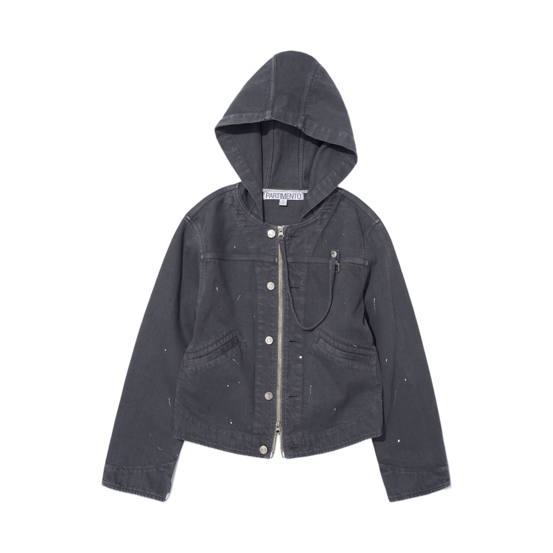 (W) 파르티멘토 워시드 후드 트러커 자켓 차콜((W) Partimento Washed Hooded Trucker Jacket Charcoal)