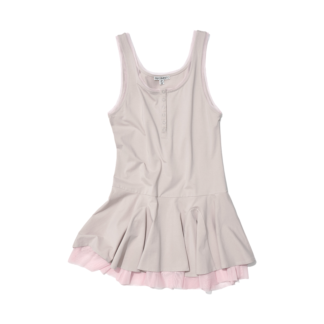 (W) 파르티멘토 콘트라스트 버튼 업 레이어드 드레스 탑 베이지((W) Partimento Contrast Button Up Layered Dress Top Beige) - 1