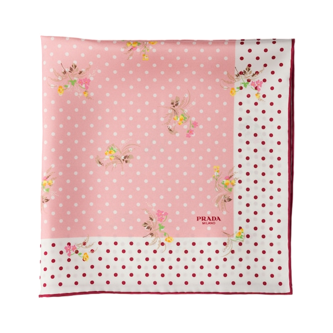 1FF004-2ZOW-F031H (W) Prada Printed Silk Twill Scarf 55 Pink Sand