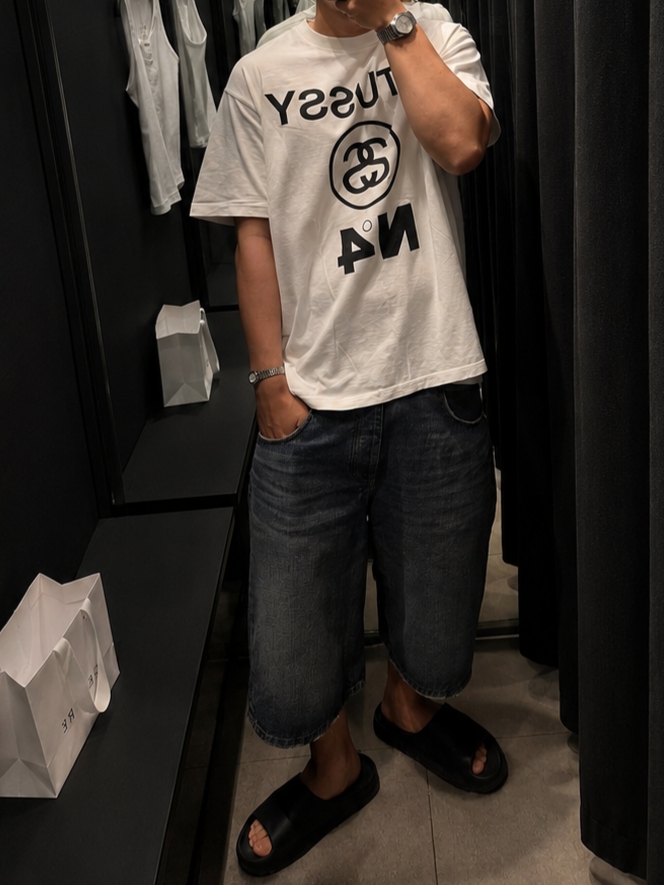 Casio LTP-1169D-7AR, Stussy Pigment Dyed Stussy No.4 T-Shirt Natural 착용 스타일