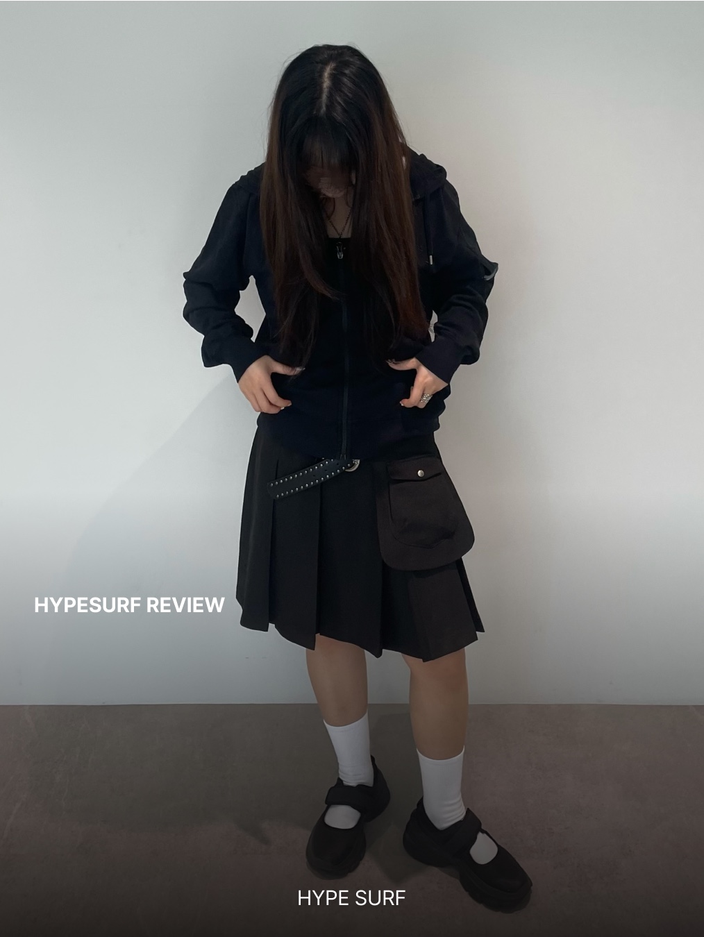 C.P. Company Light Fleece Hooded Full Zip Sweatshirt Black - 25FW 착용 스타일 - 2