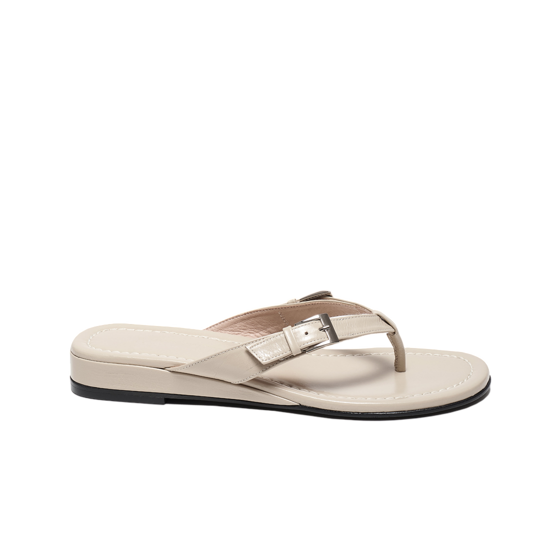 (W) 파르티멘토 버클 스트랩 웨지 플립 플랍 크림 베이지((W) Partimento Buckle Strap Wedge Flip-Flops Cream Beige)