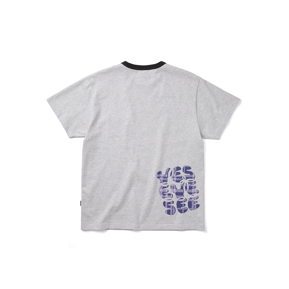 [더블적립] 예스아이씨 플래드 씨-로고 티셔츠 라이트 그레이([더블적립] YESEYESEE Plaid C-Logo Tee Light Grey)