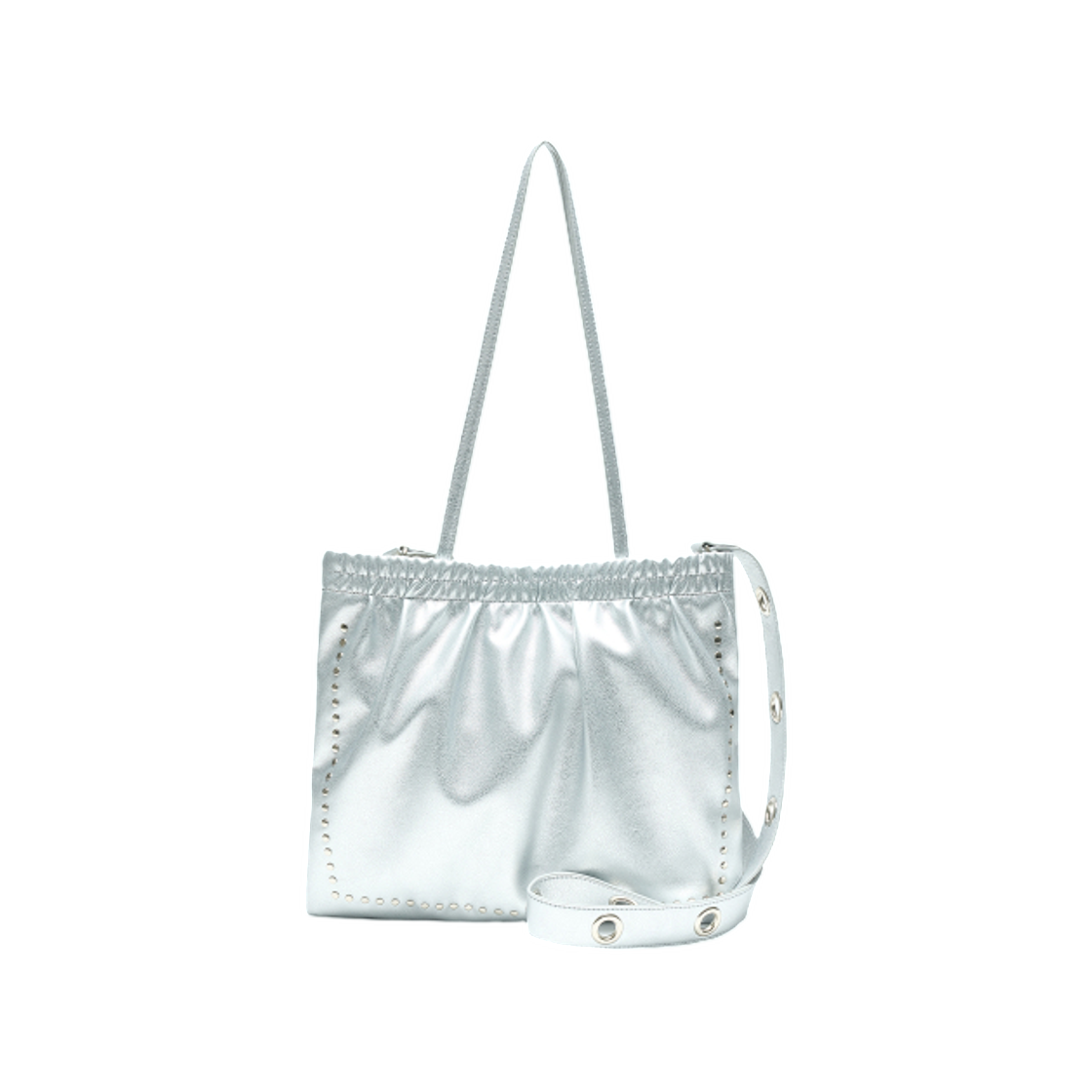 (W) 파르티멘토 투웨이 스터드 셔링 플랫 백 실버((W) Partimento 2Way Studded Shearling Flat Bag Silver)