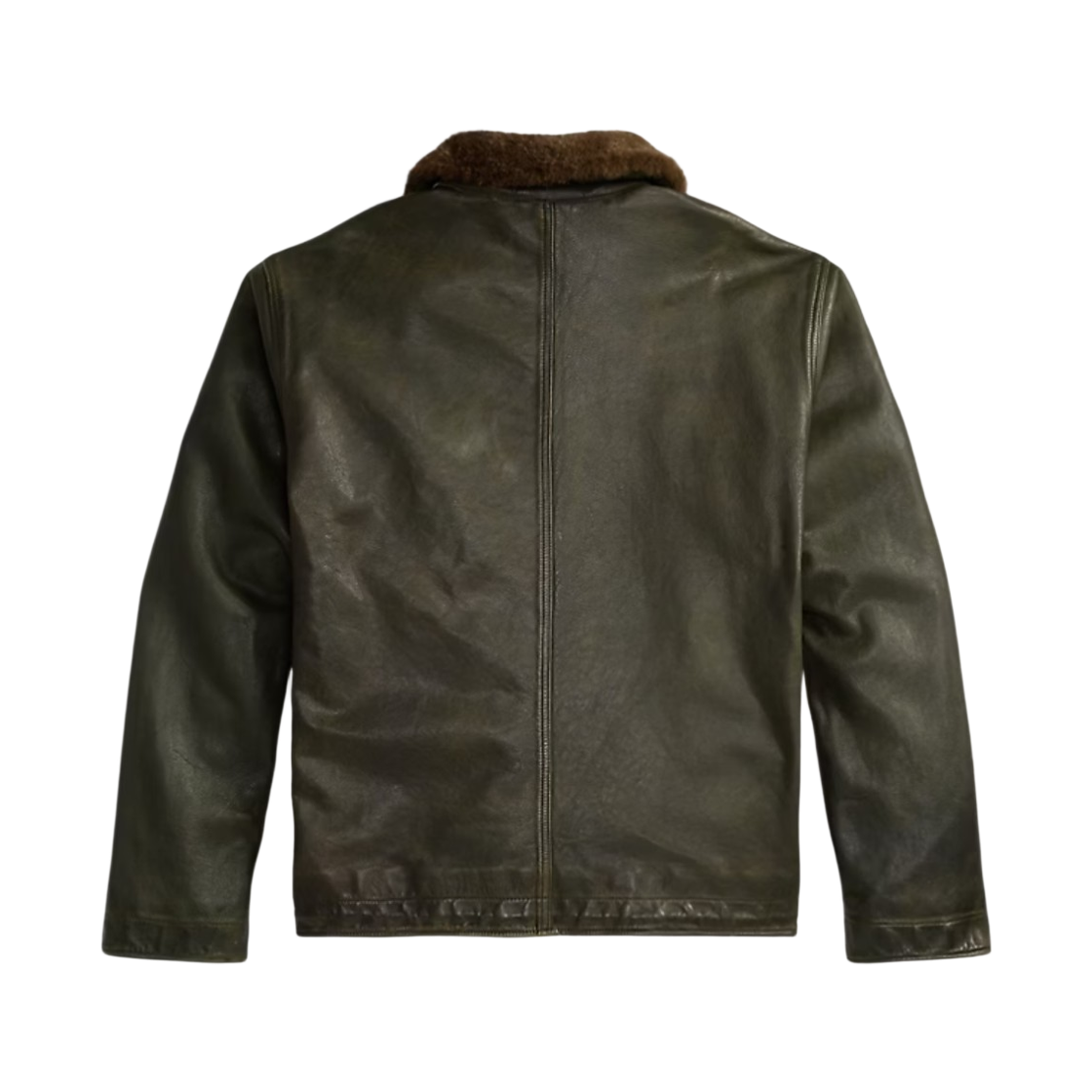 더블알엘 시어링 칼라 레더 자켓 빈티지 올리브(Double RL Shearling Collar Leather Jacket Vintage Olive) - 2