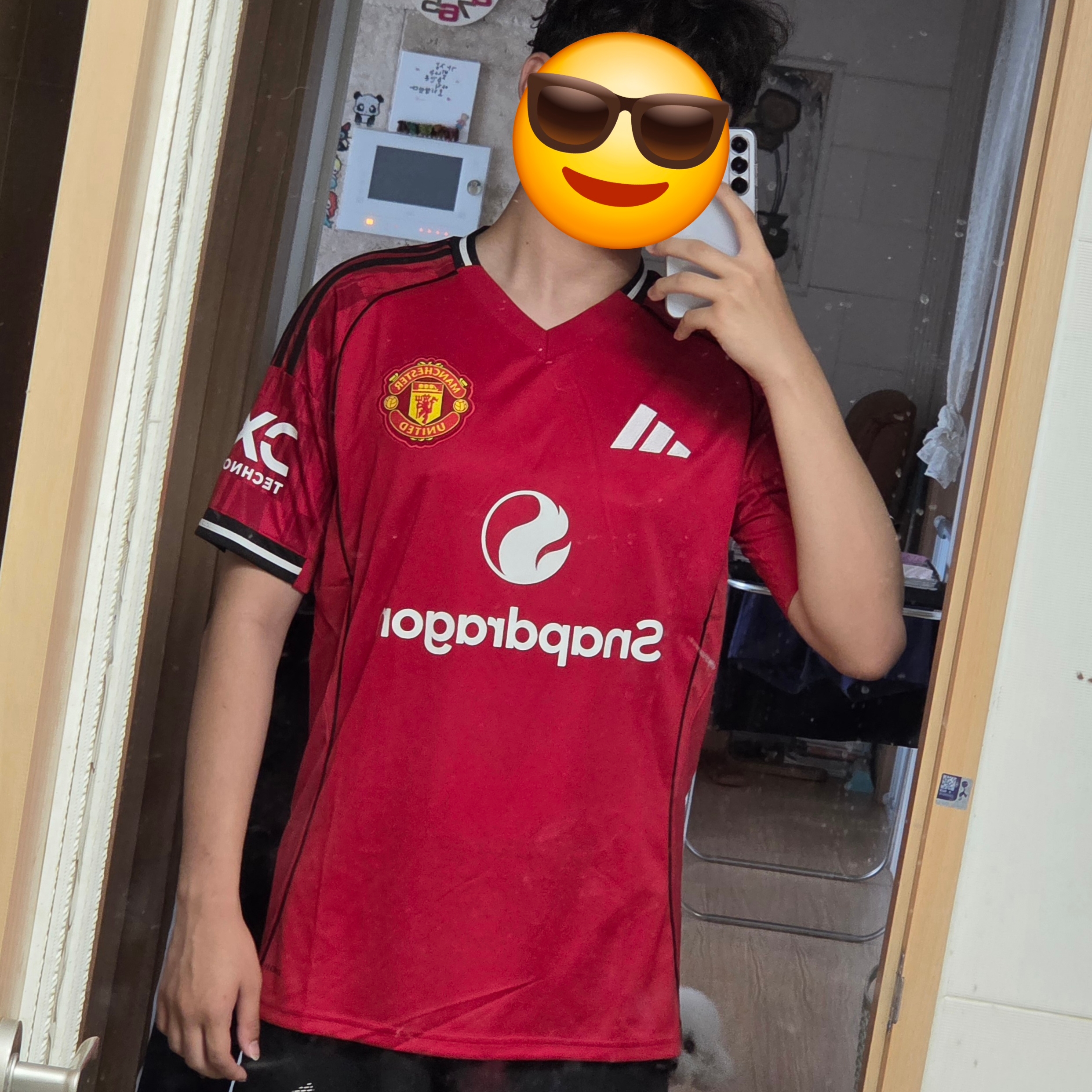 Adidas Manchester United 2025/26 Home Jersey Mufc Red - KR Sizing (Non Marking Ver.) 착용 스타일 - 5
