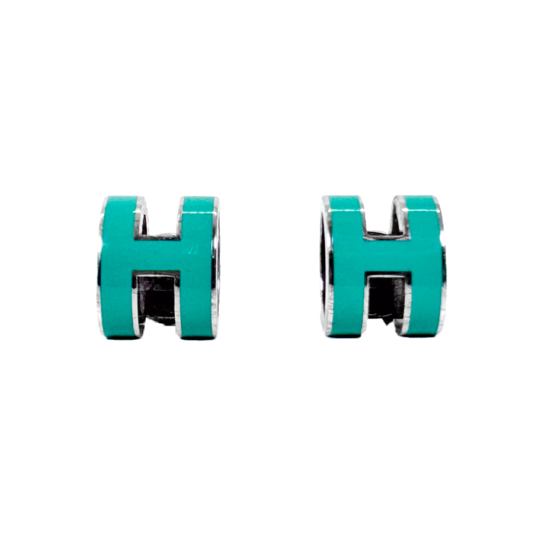 ITT22VEUOMVJ Hermes Women H Logo Pop-Up Earrings in Silver & Blue