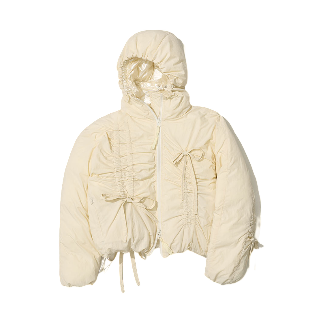 (W) 파르티멘토 리버시블 셔링 후드 퍼퍼 자켓 아이보리((W) Partimento Reversible Shirring Hooded Puffer Jacket Ivory)