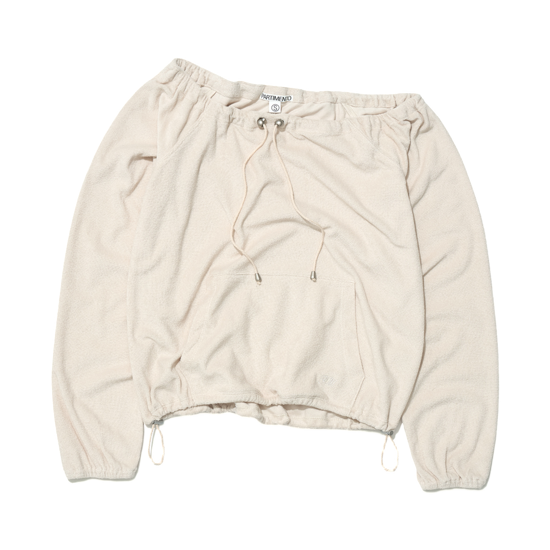 (W) 파르티멘토 테리 드로우스트링 오프숄더 탑 아이보리((W) Partimento Terry Drawstring Off Shoulder Top Ivory)