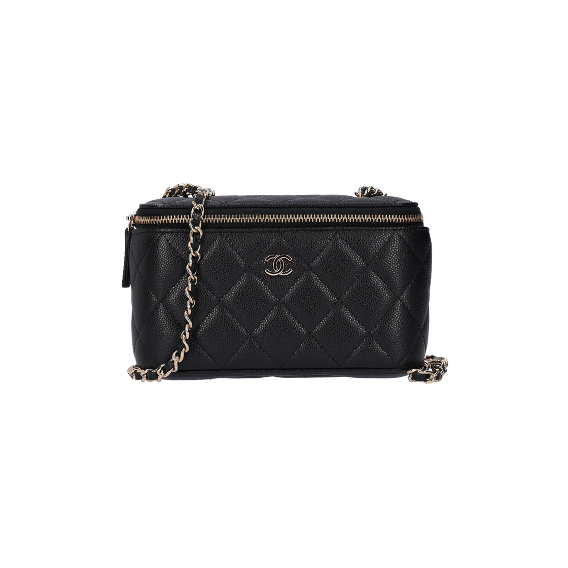 IT49SNR8FMAK Chanel Classic Small Chain Cosmetic Case Grained Calfskin & Black Gold Metal