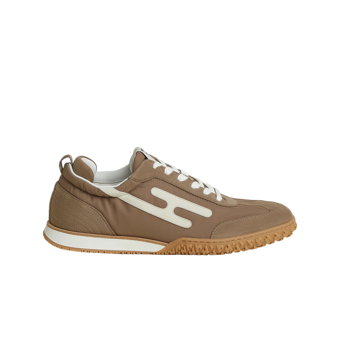 H261807ZHX3 Hermes Jet Sneakers Parachute Fabric Suede Goatskin & Etoupe Blanc
