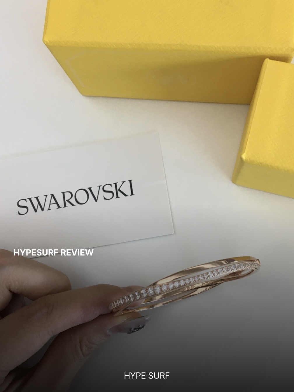 (W) Swarovski Hyperbola Twist Bracelet White Rose Gold Finish 착용 스타일 - 2