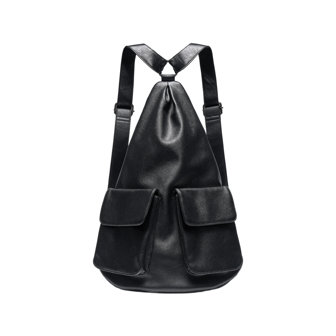 (W) 파르티멘토 멀티웨이 포켓 포우 레더 백팩 블랙((W) Partimento Multiway Pocket Faux Leather Backpack Black) - 1