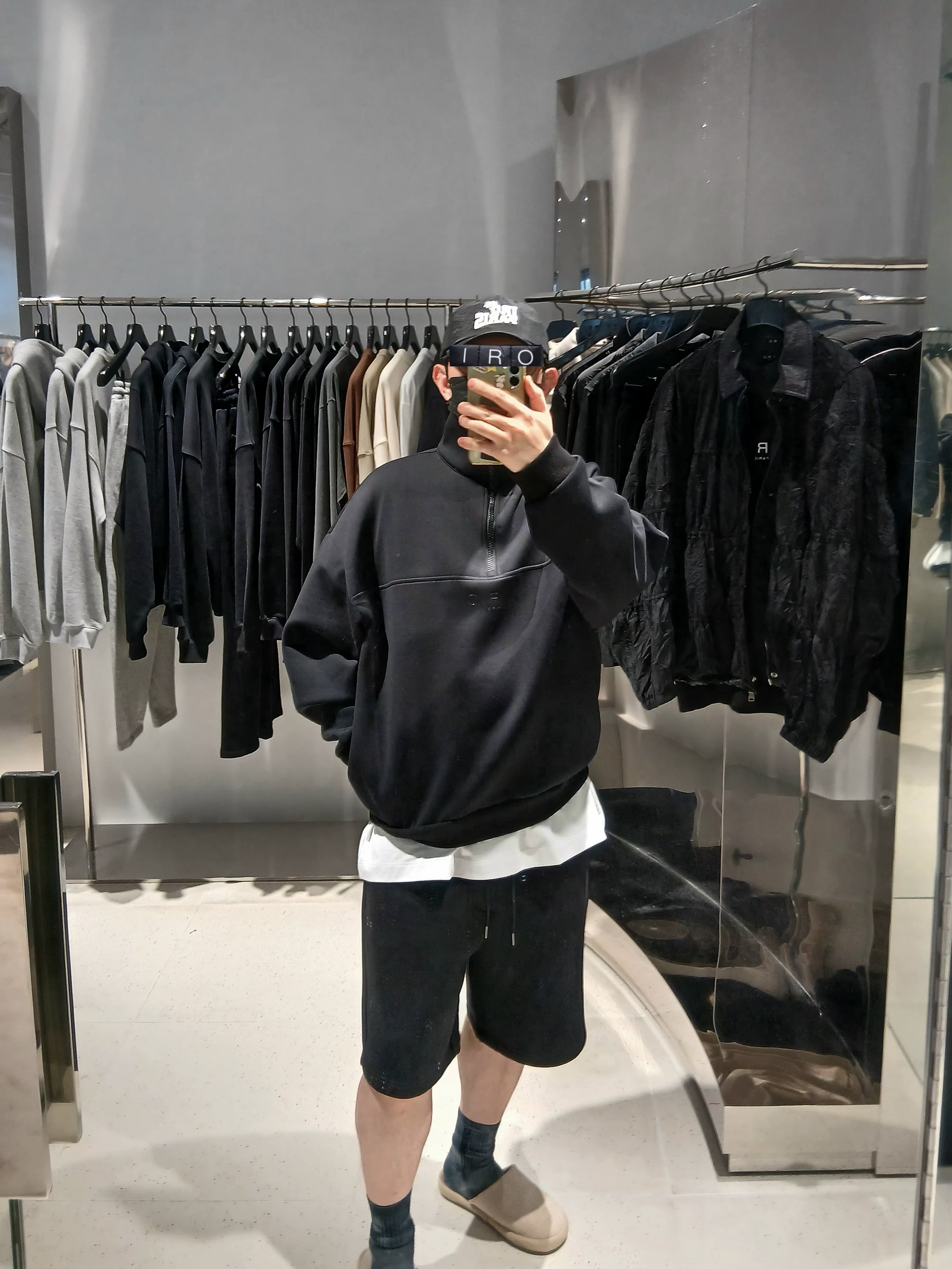 Iro Lutece Oversized Painting Embroidered Logo Sweatshirt Grey, Iro Palmtree Nylon Ball Cap Navy 착용 스타일 - 6