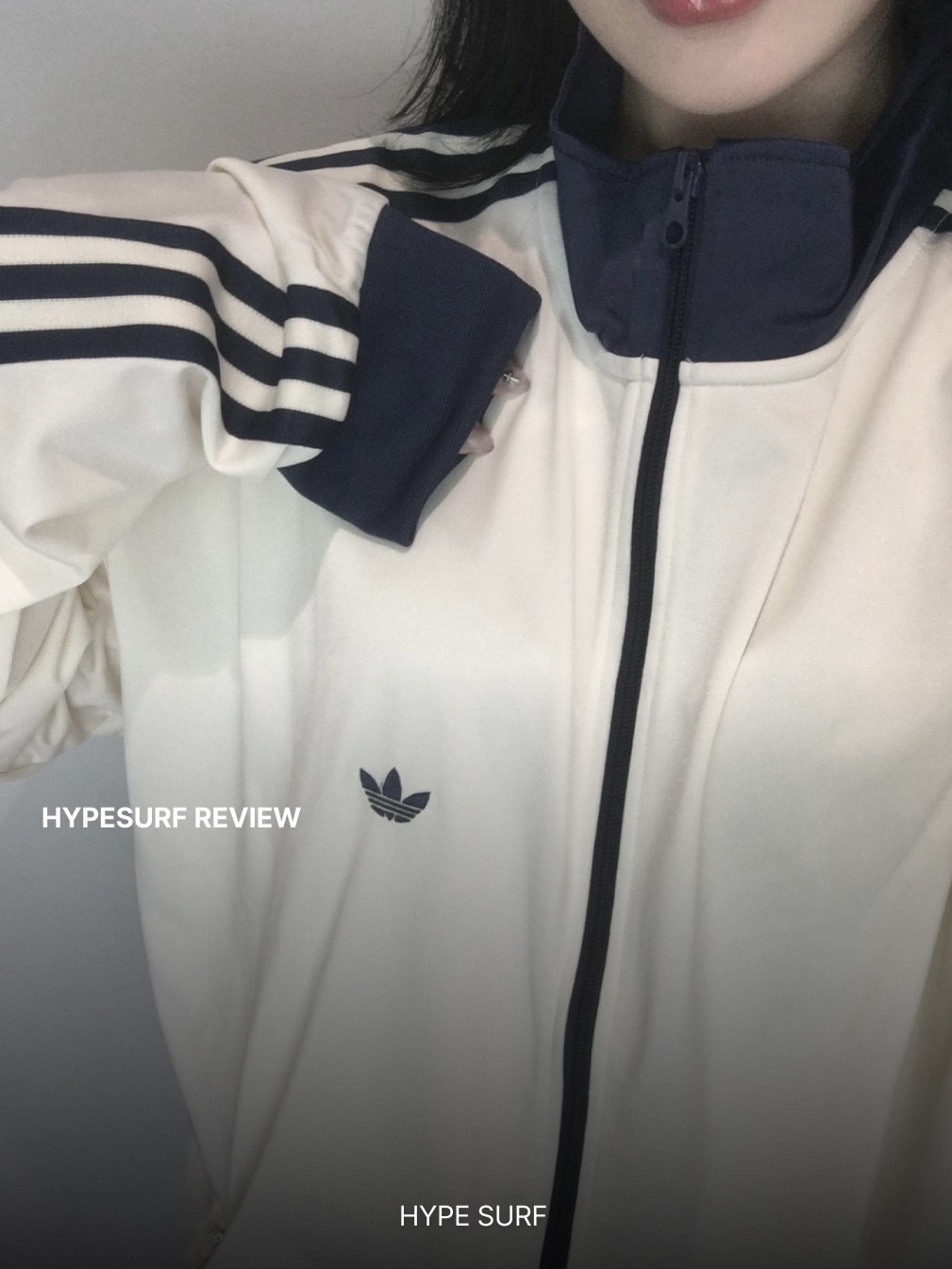 Adidas BB Track Top Cream White - KR Sizing 착용 스타일 - 1