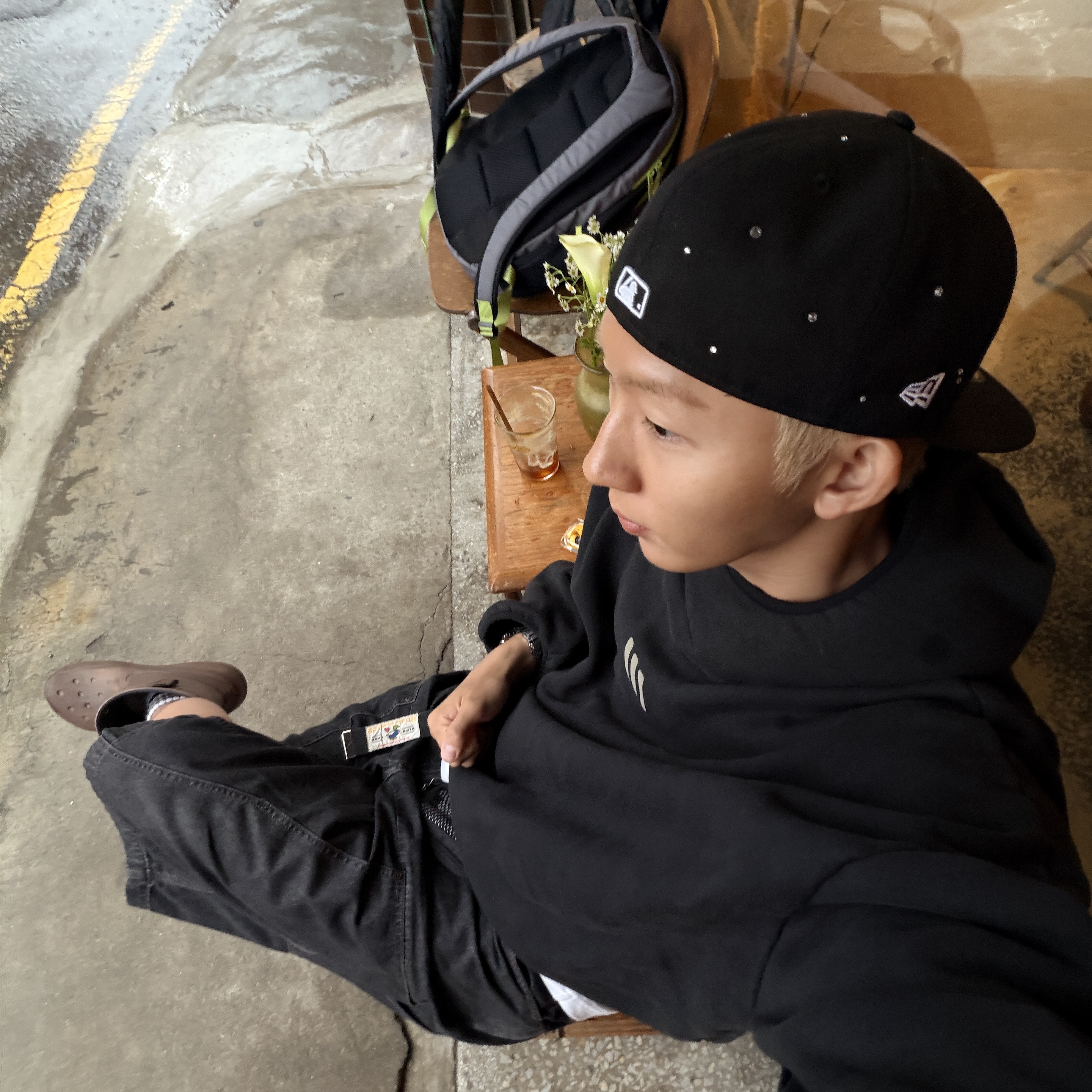 New Era MLB New York Yankees Basic 59Fifty Fitted Cap Black White, Adidas x Fear of God Athletics Heavy Fleece Hoodie Black - KR Sizing 착용 스타일