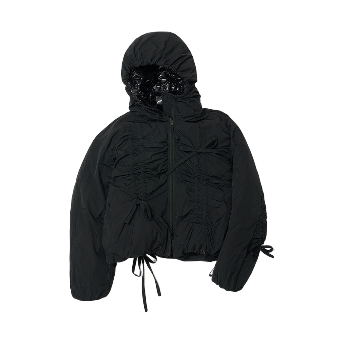 (W) 파르티멘토 리버시블 셔링 후드 퍼퍼 자켓 블랙((W) Partimento Reversible Shirring Hooded Puffer Jacket Black)