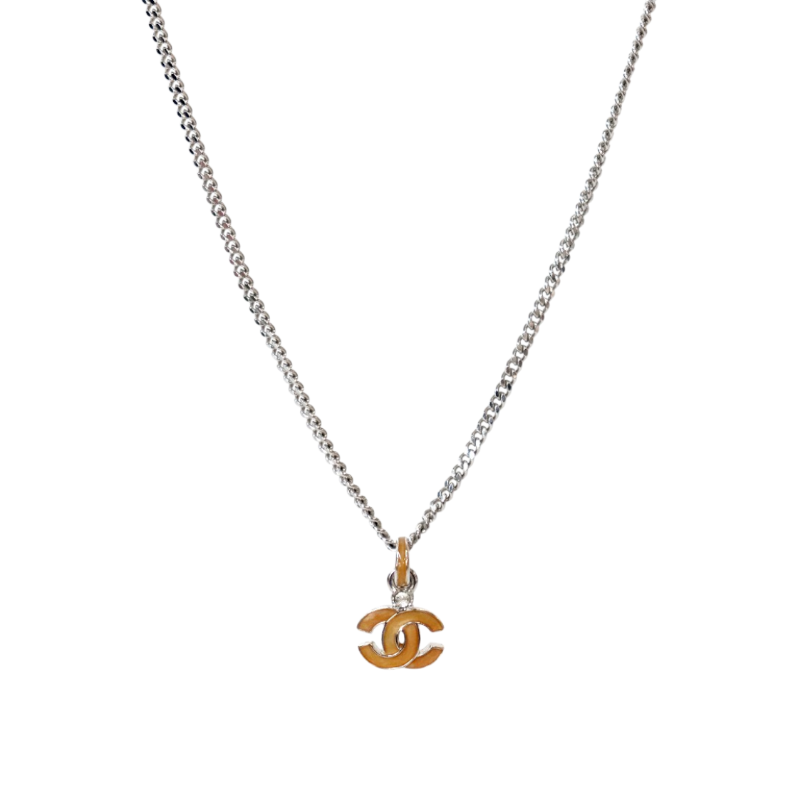 샤넬 베이지 CC 실버 목걸이 A-B54497(Chanel Beige CC Silver Necklace A-B54497)