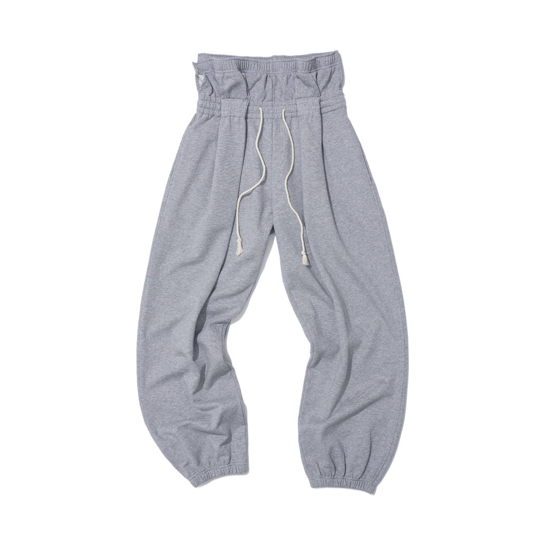 (W) 파르티멘토 폴드오버 웨이스트 플리츠 스웨트팬츠 멜란지((W) Partimento Foldover Waist Pleated Sweatpants Melange)
