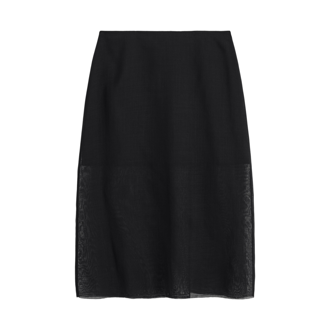 (W) 코스 세미 쉬어 레이어드 울 미디 스커트 블랙((W) COS Semi Sheer Layered Wool Midi Skirt Black)