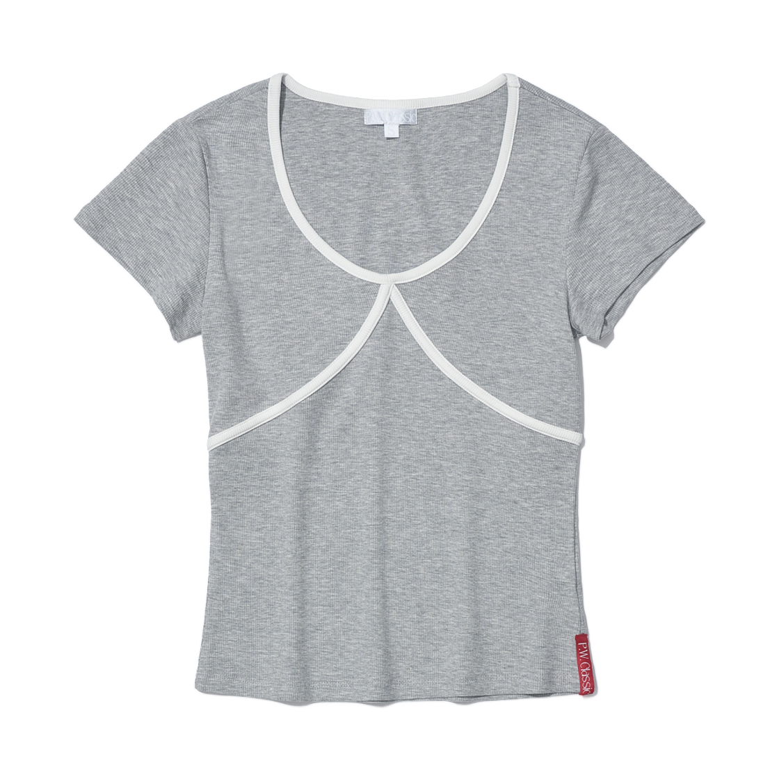 (W) 파르티멘토 PWC 콘트라스트 바인딩 브이넥 탑 멜란지((W) Partimento PWC Contrast Binding V-Neck Top Melange) - 1