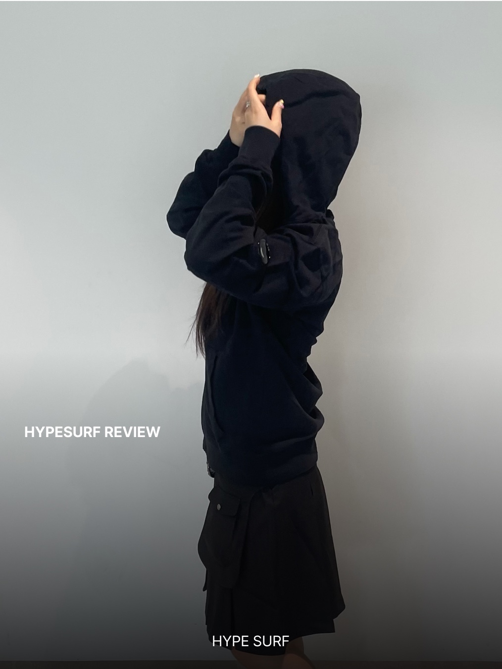C.P. Company Light Fleece Hooded Full Zip Sweatshirt Black - 25FW 착용 스타일 - 1