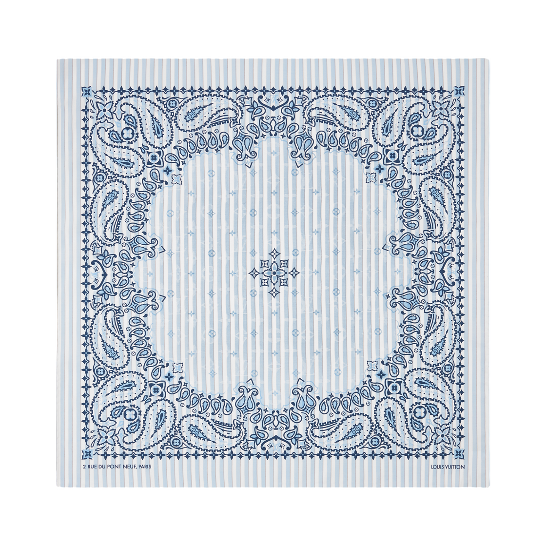 M98576 Louis Vuitton Stripes Paisley Bandana Blue