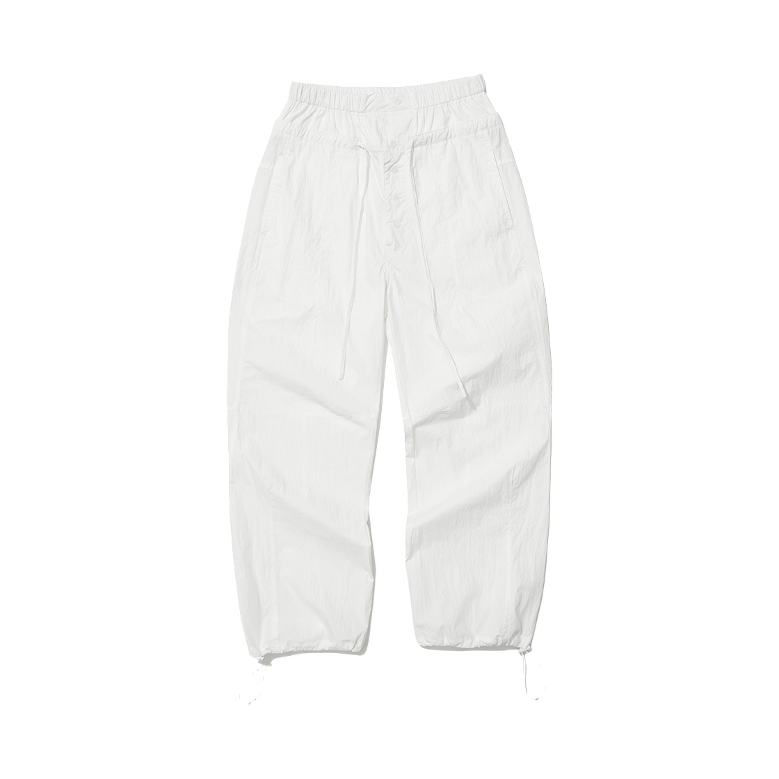 (W) 파르티멘토 더블 웨이스트 파라슈트 팬츠 화이트((W) Partimento Double Waist Parachute Pants White)