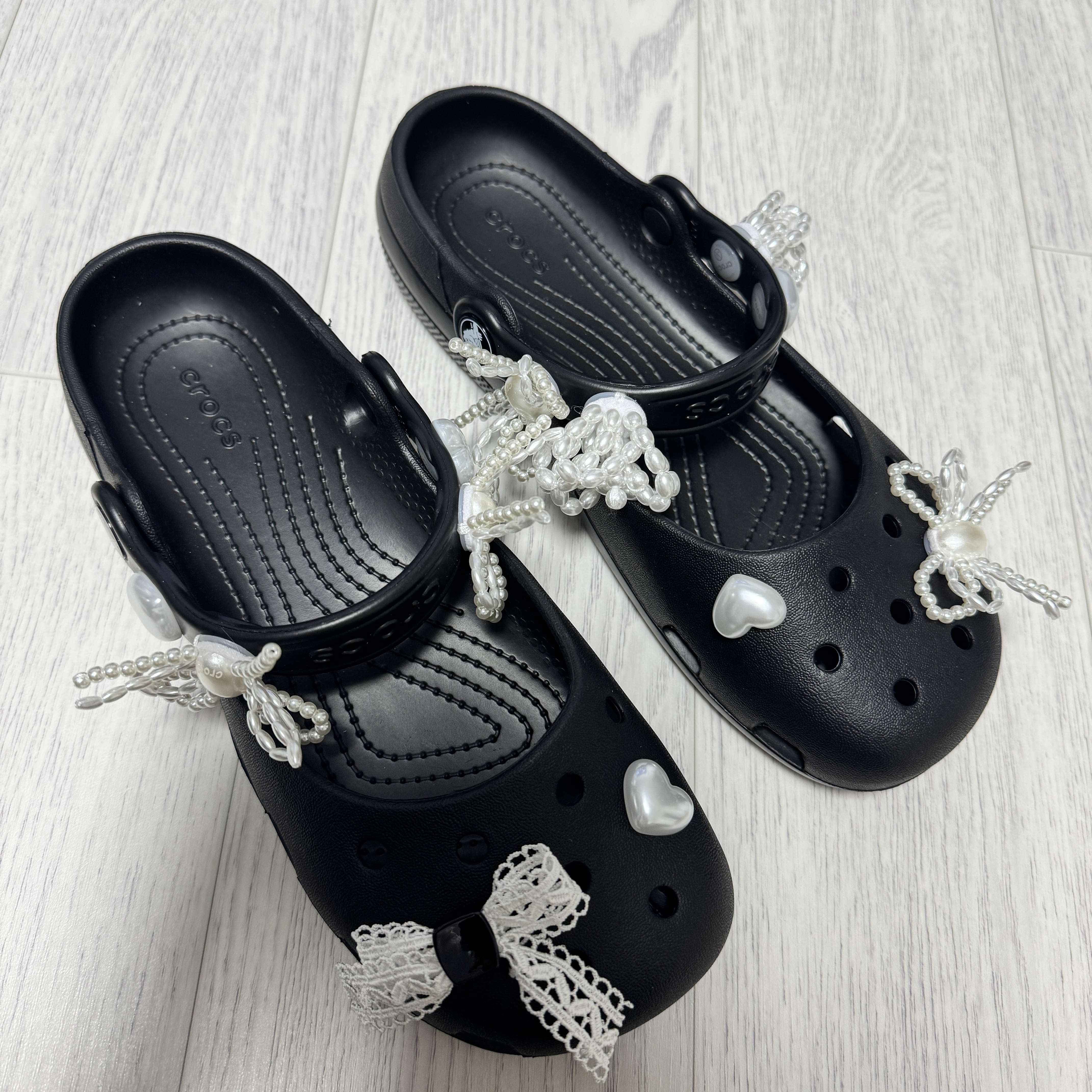 (W) Crocs Classic Ballet Black 착용 스타일
